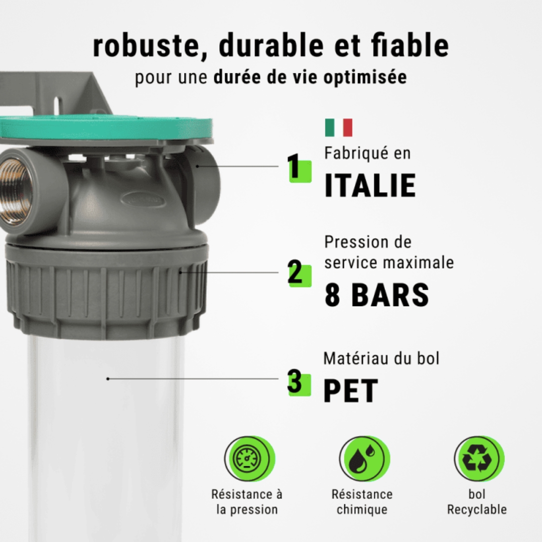 Filtre eau de pluie robuste fabriqu&eacute; en Italie &ndash; pression maximale 8 bars